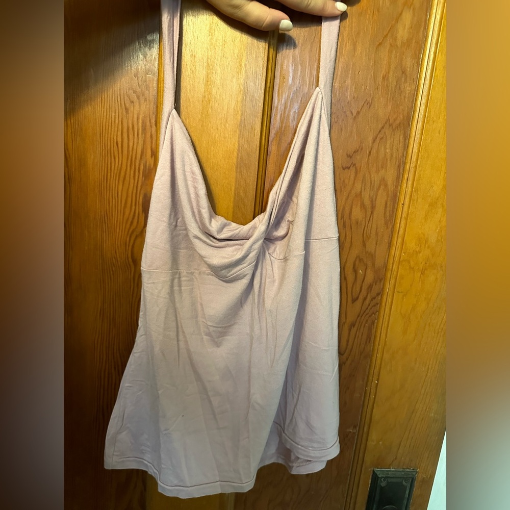 Chic Mauve Cowl Neck Tank Top